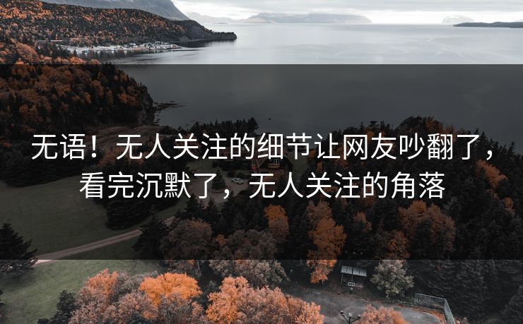 无语！无人关注的细节让网友吵翻了，看完沉默了，无人关注的角落